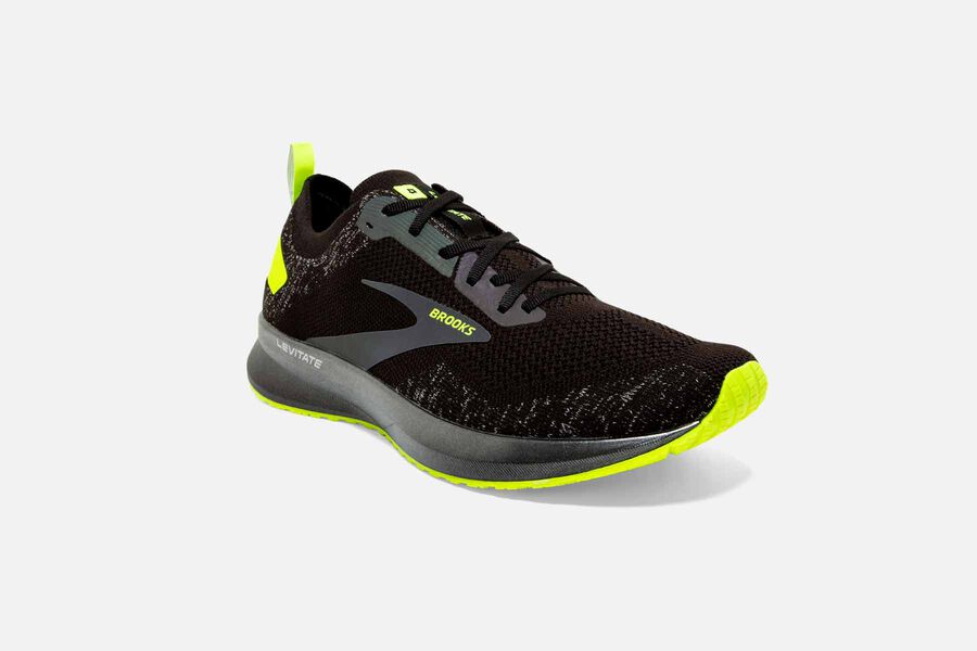 Brooks Running Shoes Mens Black/Green - Levitate 4 Road - 0615-MBAJU